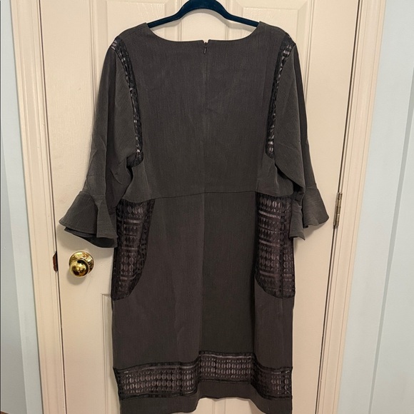 Monroe & Main Elegant Charcoal Long Sleeve Dress - Picture 3 of 3